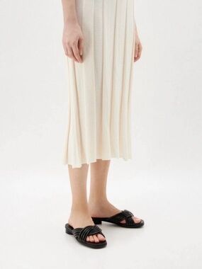 ECCO Black Knotted Leather Slide Mules for Women